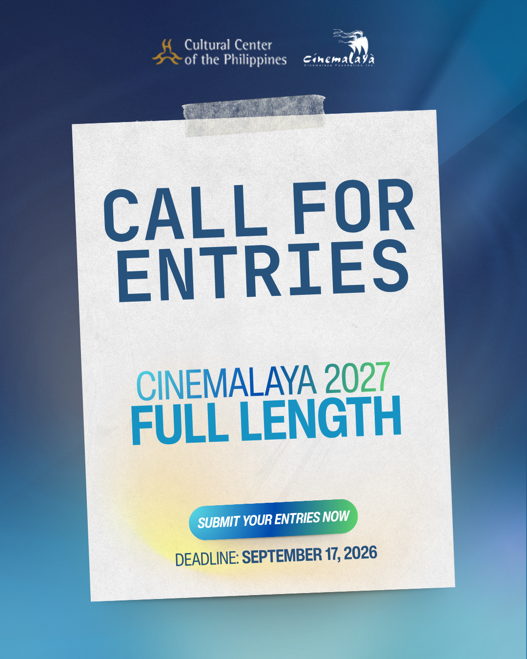 Cinemalaya 2027 call for entries